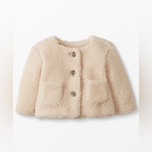 Hanna Andersson Baby Faux Shearling Jacket, Size 6-12mos (70cm), Light Oat, NWT